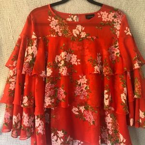 Who What Wear Floral Layered Blouse